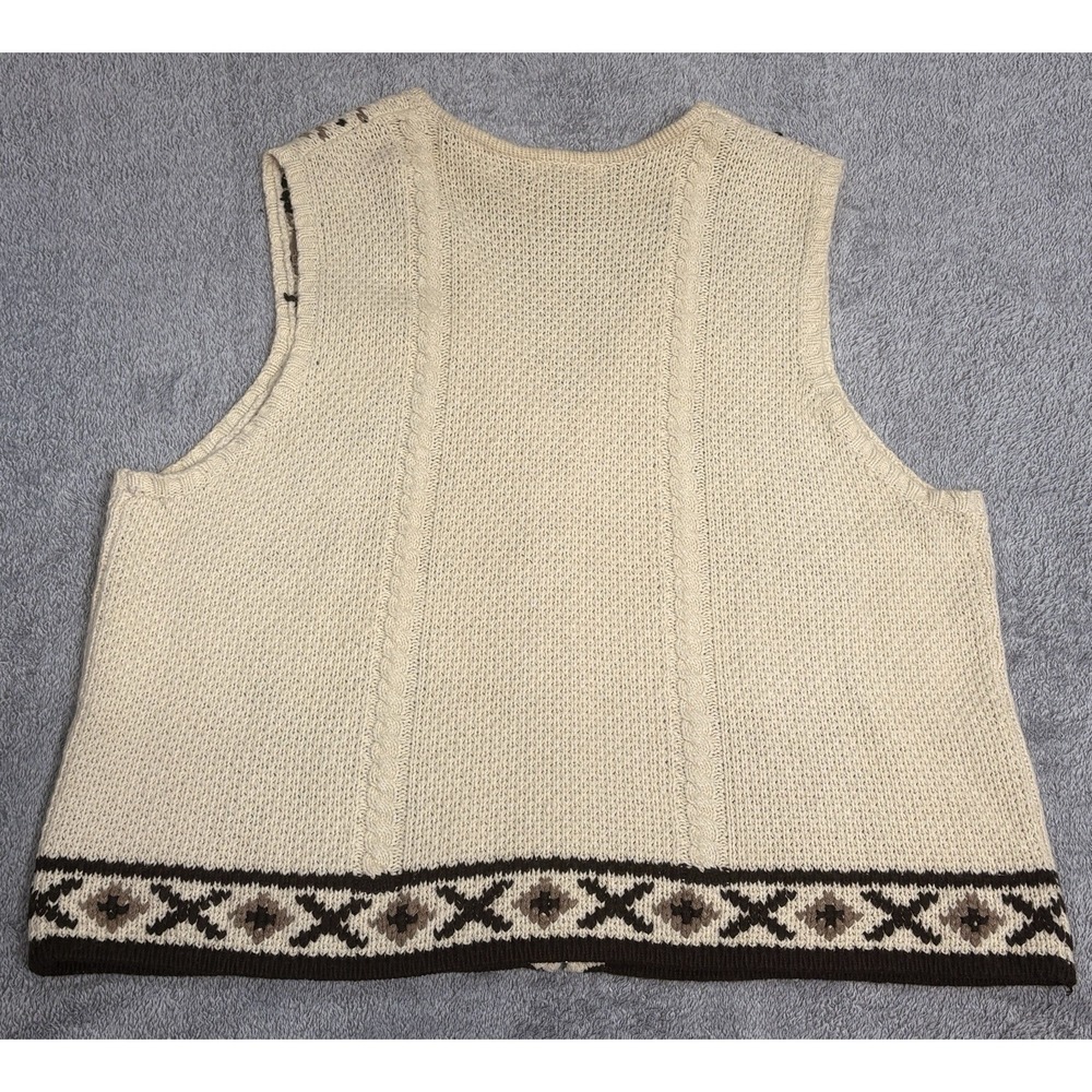 Vtg 90s Lane Bryant Designs & Co Fair Isle Zip Cableknit Sweater Vest Size 22/24 - Picture 2 of 8